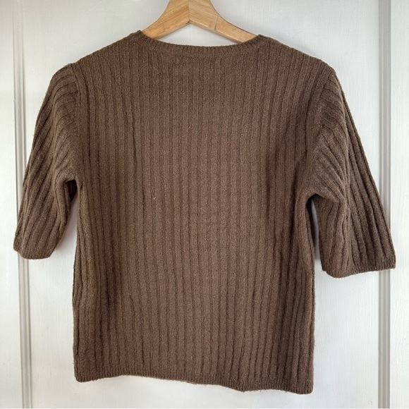 7115 BY SZEKI - MOLLY RIBBED KNIT SHORT-SLEEVE MERINO WOOL TSHIRT - Picture 5 of 6